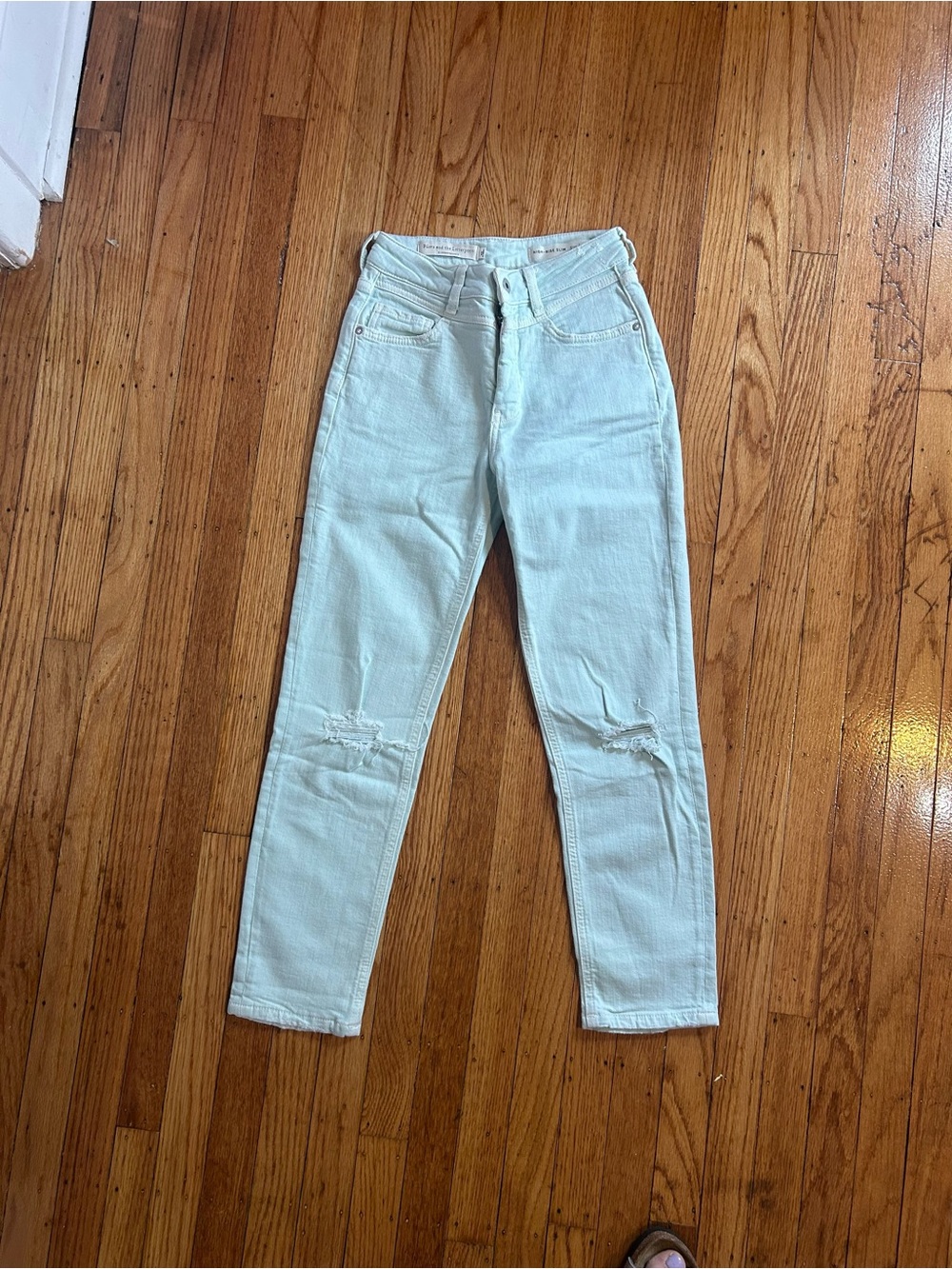 Pilcro and the Letterpress High Rise Slim Jeans in Light Mint Sz 26